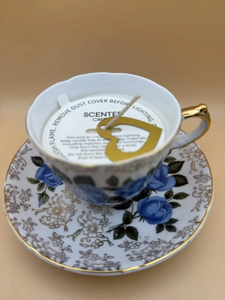 up cycled china tea cup and saucer candle